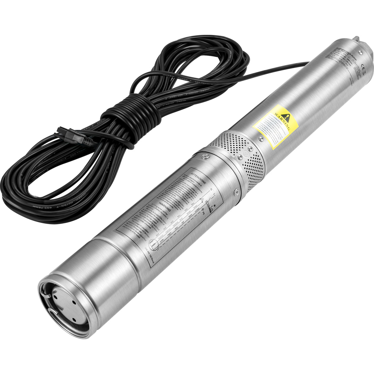 Deep Well Submersible Pump, 0.5HP 115V/60Hz, 28gpm Flow 167ft Head, with 33ft Electric Cord, 4" Stainless Steel Water Pumps for Industrial, Irrigation&Home Use, IP68 Waterproof Grade