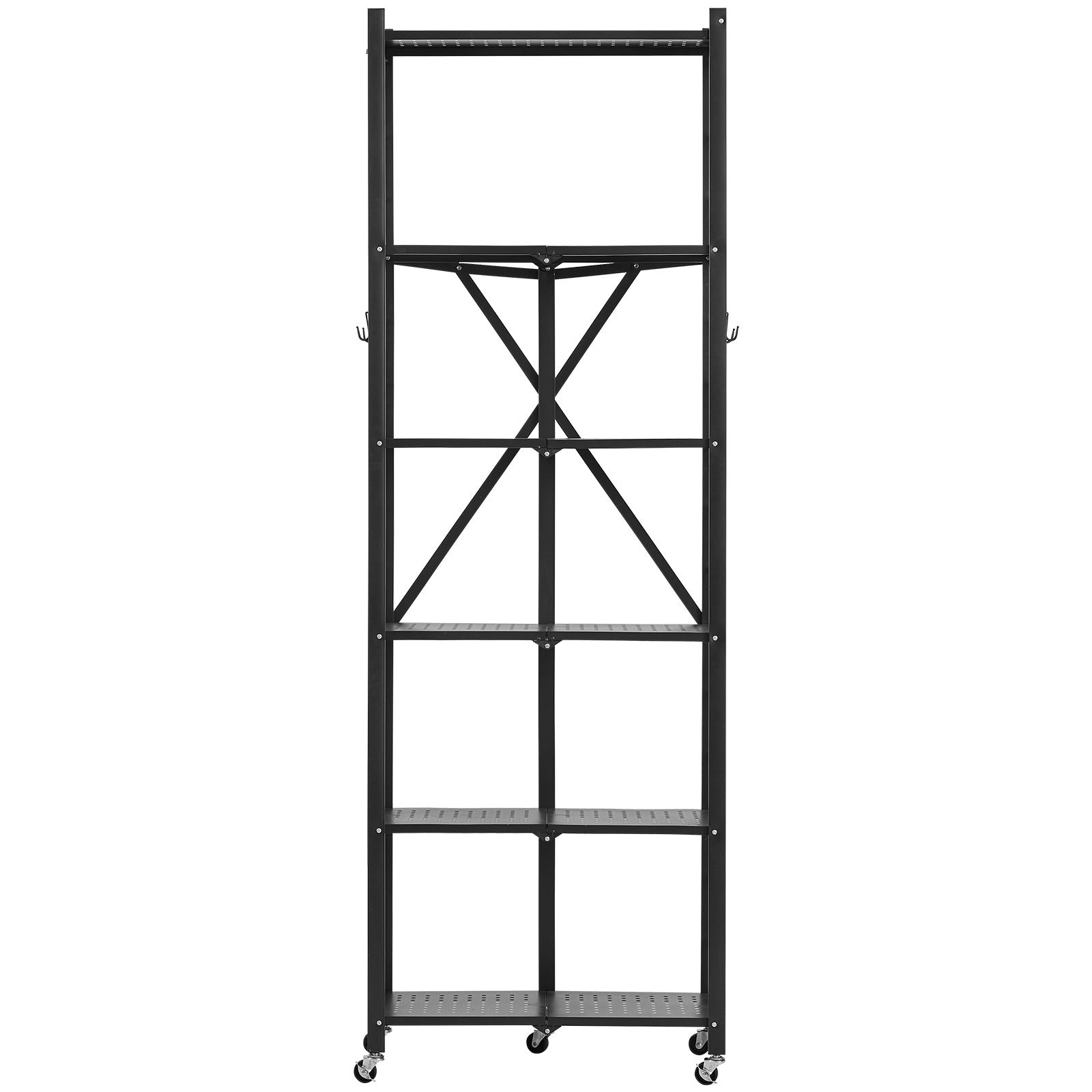 6-Tier Foldable Storage Shelf with Wheels 24 x 12 x 72-inch Metal Shelving