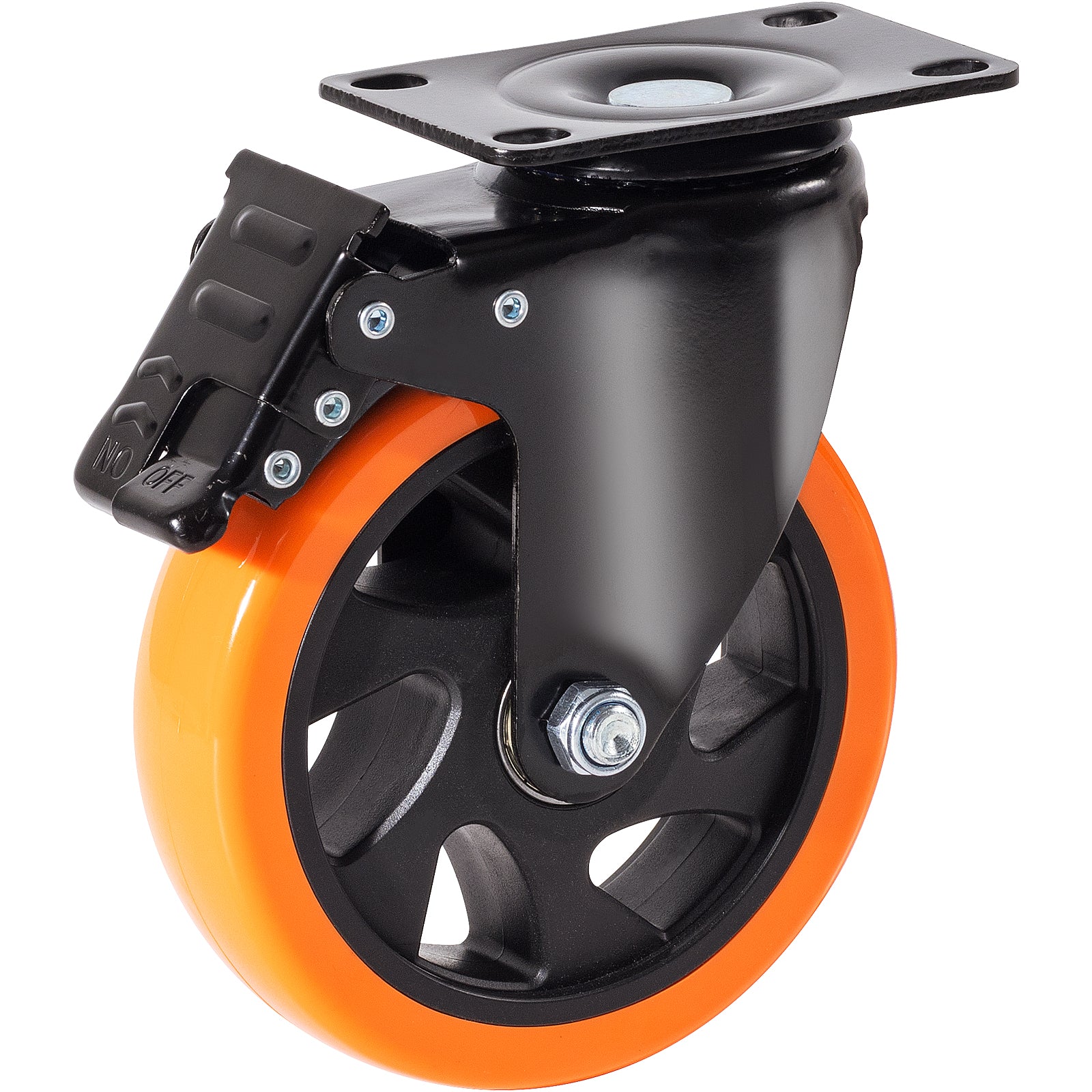Caster Wheels, 5-inch Swivel Plate Casters, Set of 4, with Security A/B Locking No Noise PVC Wheels, Heavy Duty 450 lbs Load Capacity Per Caster, Non-Marking Wheels for Cart Furniture Workbench