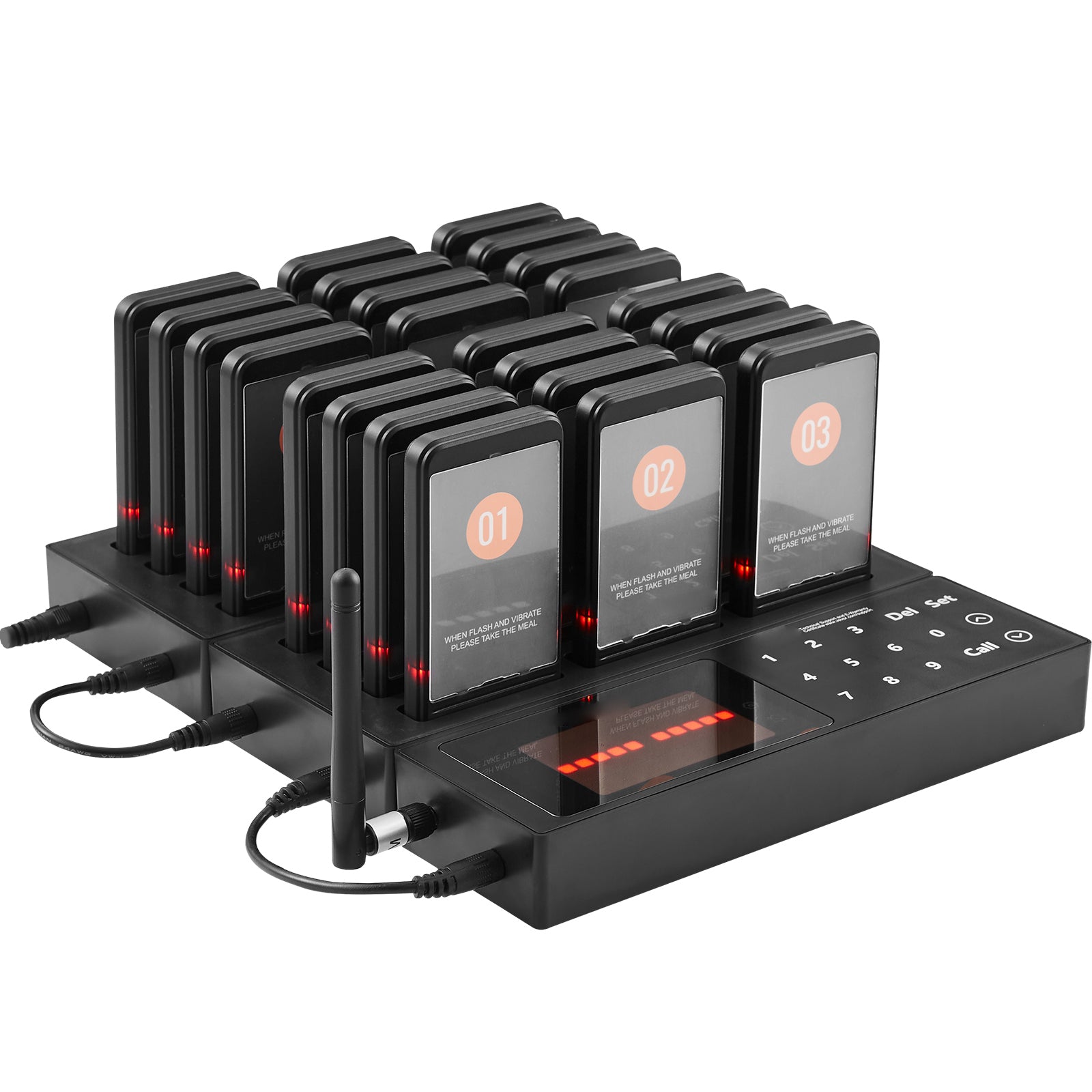 Restaurant Pager System, Wireless 400m Long Range Lineup Waiting Queue Signal, Guest Customer Calling Beepers with Vibration & Flashing, 24 Buzzers for Food Truck, Church, Nursery, Hospital
