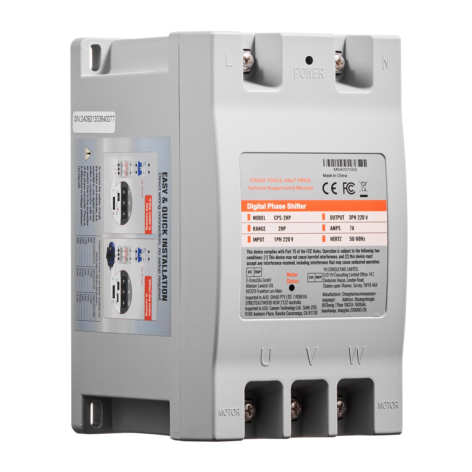 3 Phase Converter 2HP 7A 220V Single to 3 Phase 220V Input/Output