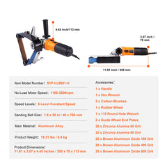 Pipe Tube Polisher Sander, 1000W Pipe Belt Sander with 6 Variable Speeds 1100-3200rpm, Professional Belt Sander Grinding Machine with 100PCS Sanding Belts for Burnishing Finishing Rust Removal