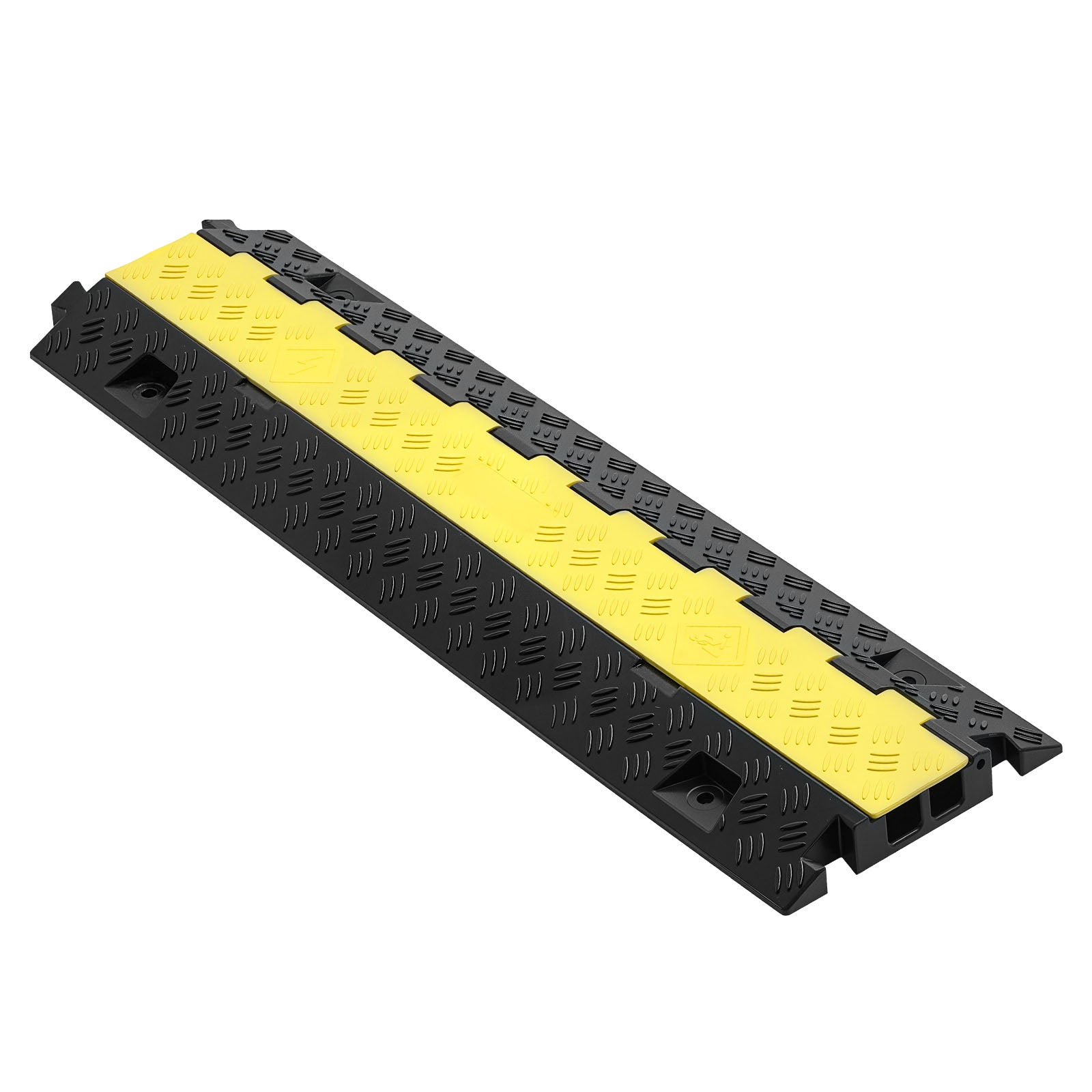 Cable Protector Ramp, 22,000 lbs/axle Capacity, 2 Channel Heavy Duty TPU Cord Hose Wire Cover, 1.2 x 1.1 in Channel, Traffic Speed Bump with Flip-Open Top Cover, for Indoor Outdoor Use, 3 Pack