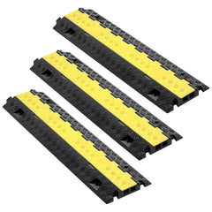 Cable Protector Ramp, 22,000 lbs/axle Capacity, 2 Channel Heavy Duty TPU Cord Hose Wire Cover, 1.2 x 1.1 in Channel, Traffic Speed Bump with Flip-Open Top Cover, for Indoor Outdoor Use, 3 Pack