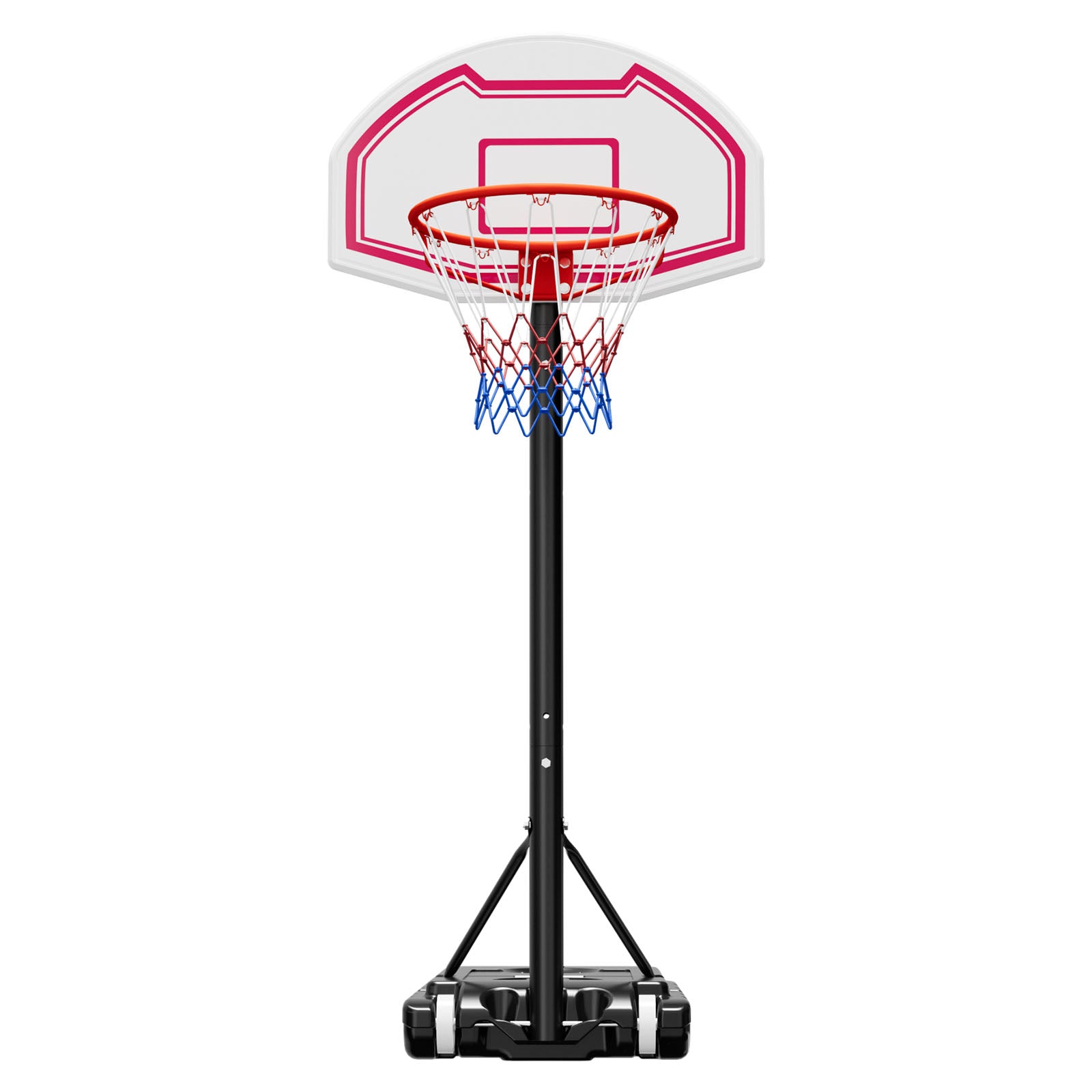 Portable Basketball Stand, 5.2 to 6.9 ft Height Adjustment Basketball Hoop & Goal, Kids Adjustable Basketballs Hoop with Nylon Net & Rolling Wheels, Portable Backboard Set for Patios, Poolside