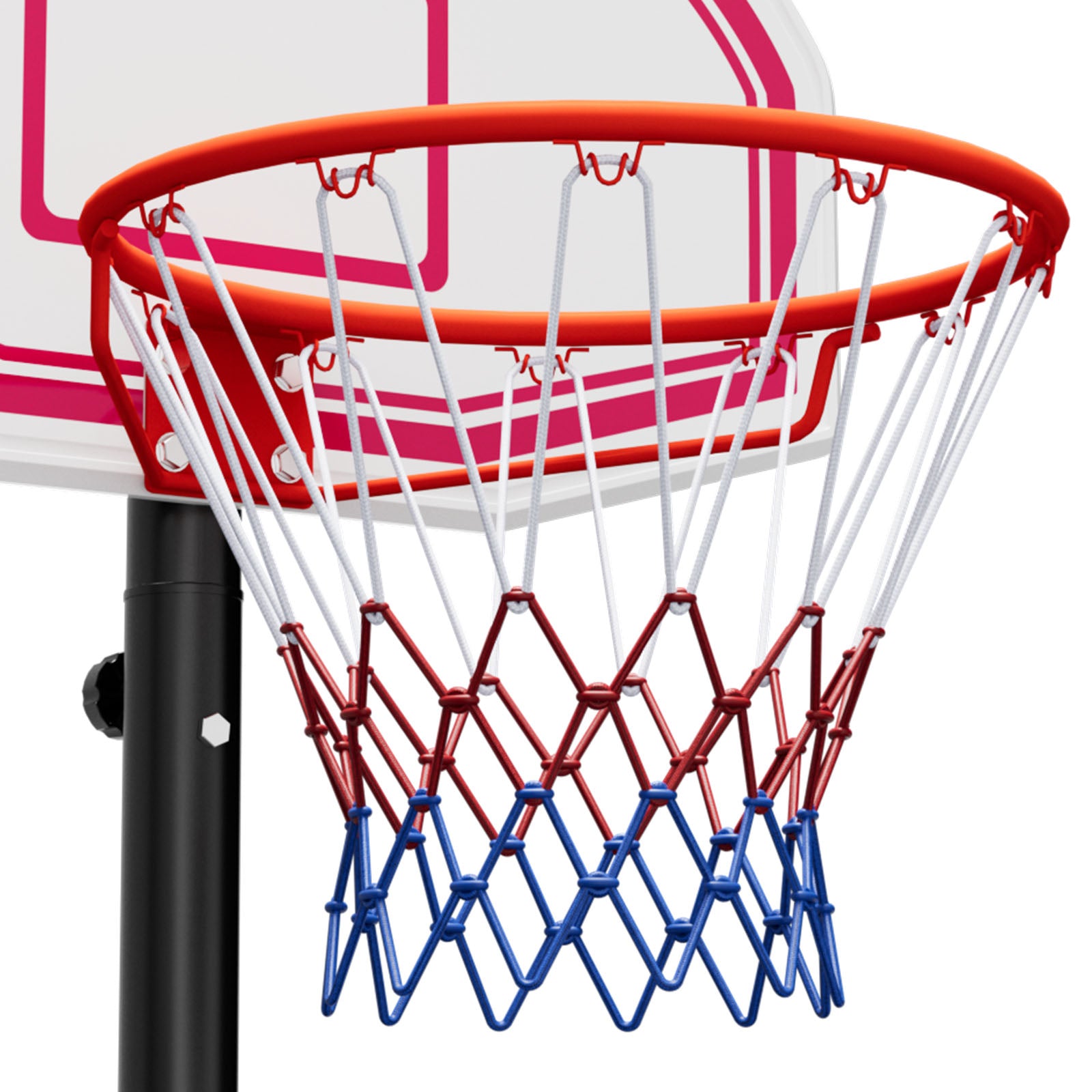 Portable Basketball Stand, 5.2 to 6.9 ft Height Adjustment Basketball Hoop & Goal, Kids Adjustable Basketballs Hoop with Nylon Net & Rolling Wheels, Portable Backboard Set for Patios, Poolside