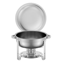 5 Qt 2 Pack Round Chafing Dish Buffet Set Full-Size Pan Stainless Steel Silver