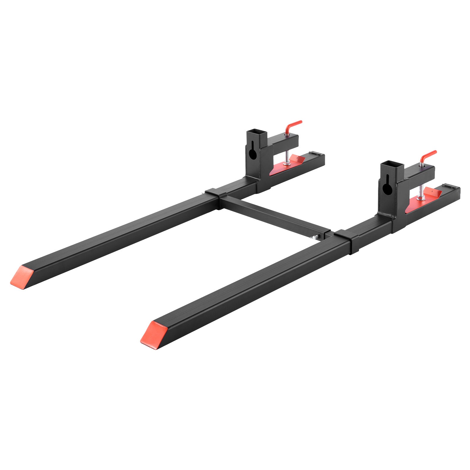 Pallet Forks, 2000 lbs Clamp on Pallet Forks, 60-Inch Total Length Heavy-Duty Tractor Fork with Adjustable Stabilizer Bar for Tractor Attachments, Loader Bucket, and Skid Steer, Black