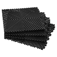 Interlocking Drainage Mat, 12 x 12 Modular Interlocking Cushion, 50 Pcs Splicing Drainage Mats, Non-Slip Black PP Drainage Floor Tile and Shower Mat, for Garage, Garden, Kitchen & Outdoor