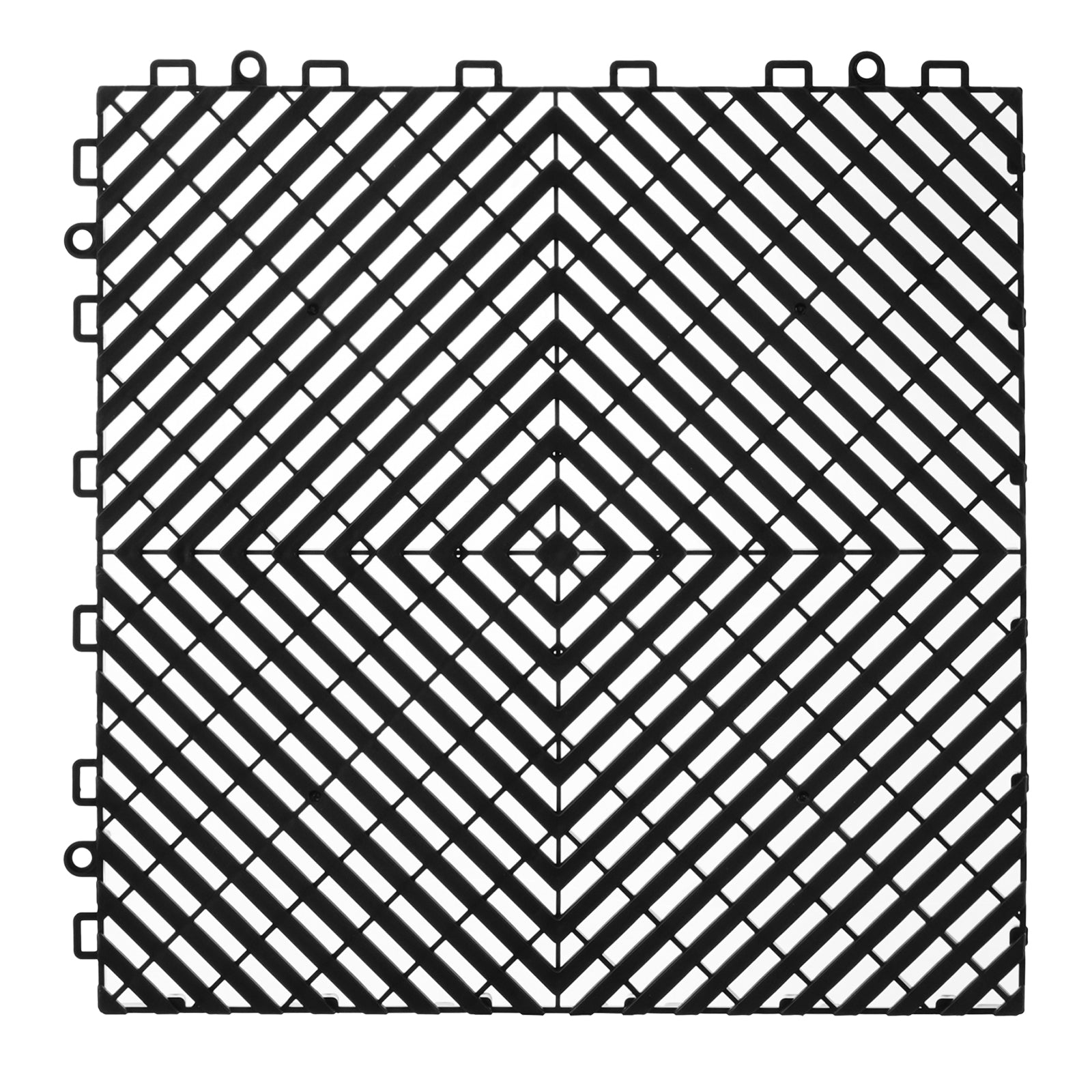 Interlocking Drainage Mat, 12 x 12 Modular Interlocking Cushion, 50 Pcs Splicing Drainage Mats, Non-Slip Black PP Drainage Floor Tile and Shower Mat, for Garage, Garden, Kitchen & Outdoor