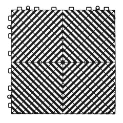 Interlocking Drainage Mat, 12 x 12 Modular Interlocking Cushion, 50 Pcs Splicing Drainage Mats, Non-Slip Black PP Drainage Floor Tile and Shower Mat, for Garage, Garden, Kitchen & Outdoor