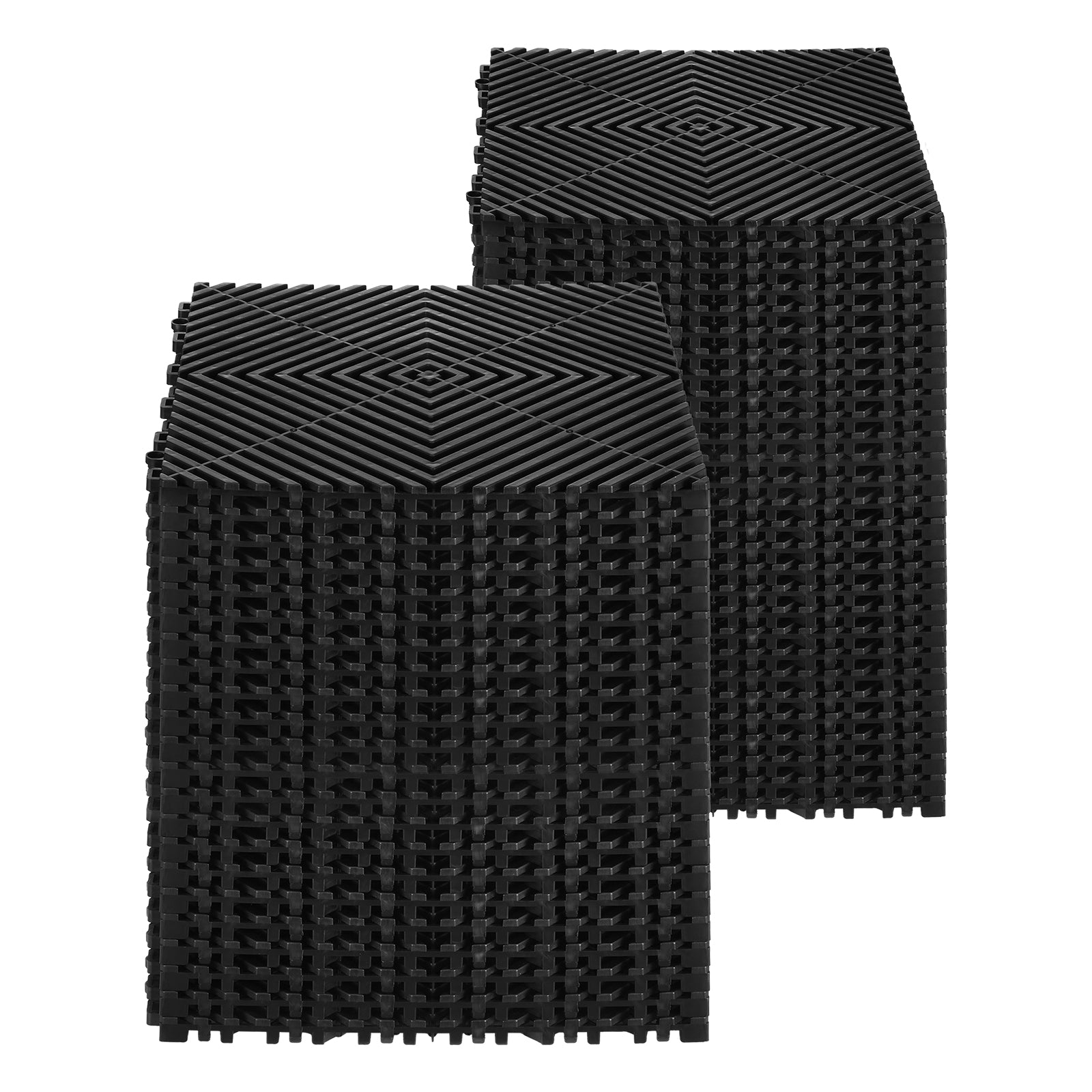 Interlocking Drainage Mat, 12 x 12 Modular Interlocking Cushion, 50 Pcs Splicing Drainage Mats, Non-Slip Black PP Drainage Floor Tile and Shower Mat, for Garage, Garden, Kitchen & Outdoor