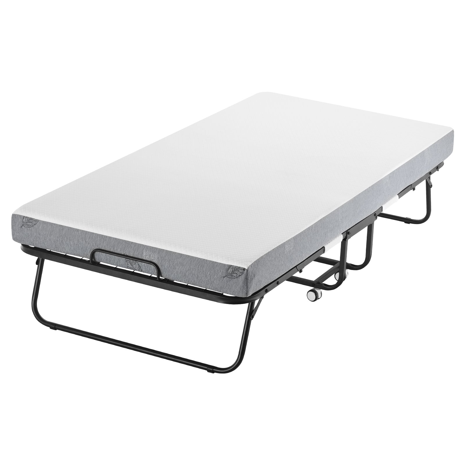 Rollaway Bed, 38 in x 75 in Folding Bed with 5 in Mattress, Twin Size Foldable Bed with Sturdy Metal Frame & Memory Foam Mattress, Portable Twin Roll Away Bed with Mattress, for Adults, Guest