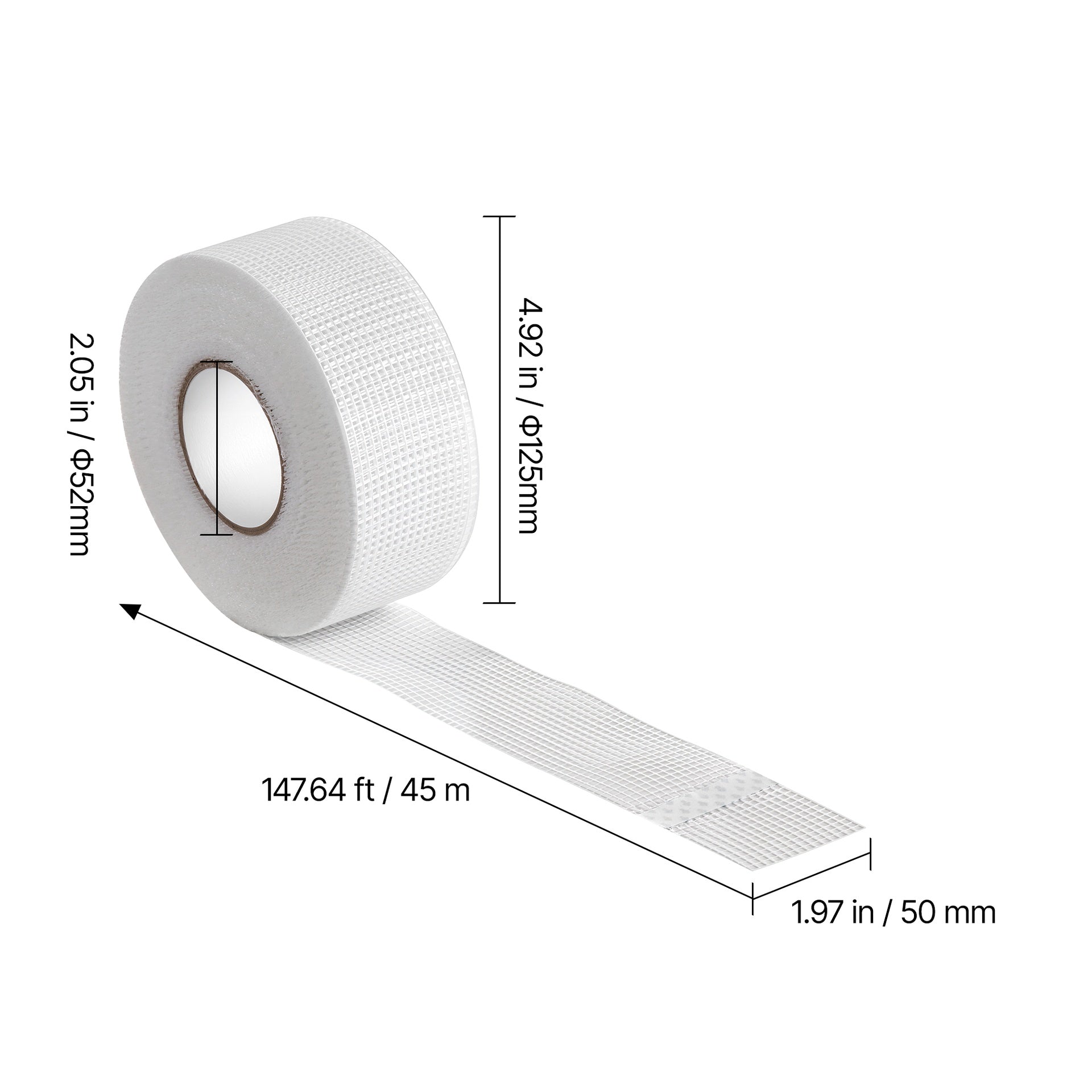 36 Rolls 147.64 ft x 1.97 inch Self-Adhesive Fiberglass Drywall Mesh Tape White