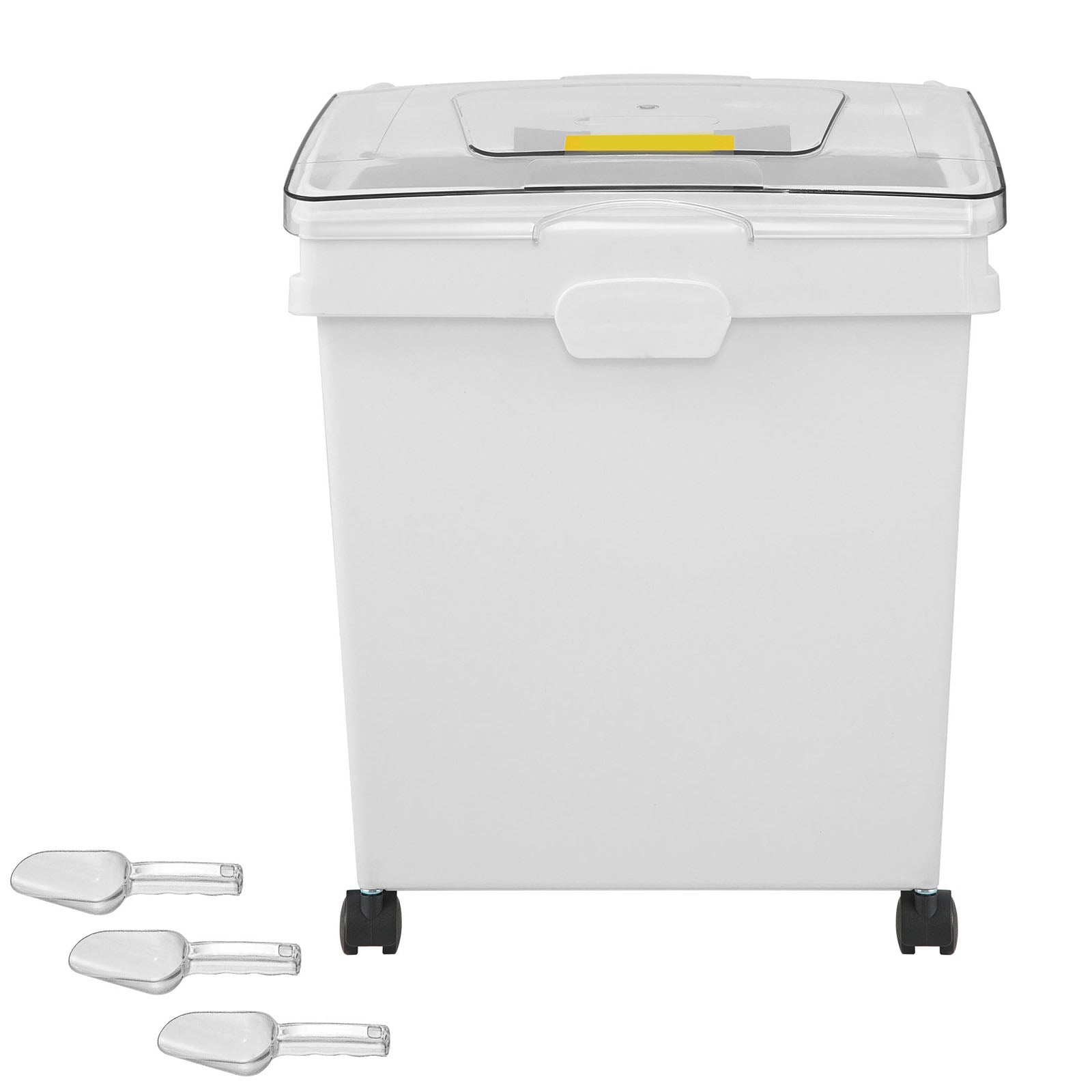 Ingredient Bin, 10.5 Gallons Capacity Ingredient Storage Bin, PP Material Flour Bins On Wheels, White Shelf Ingredient Bin with Scoop and Sliding Lid, Commercial Storage Bins 3 Pcs/Set