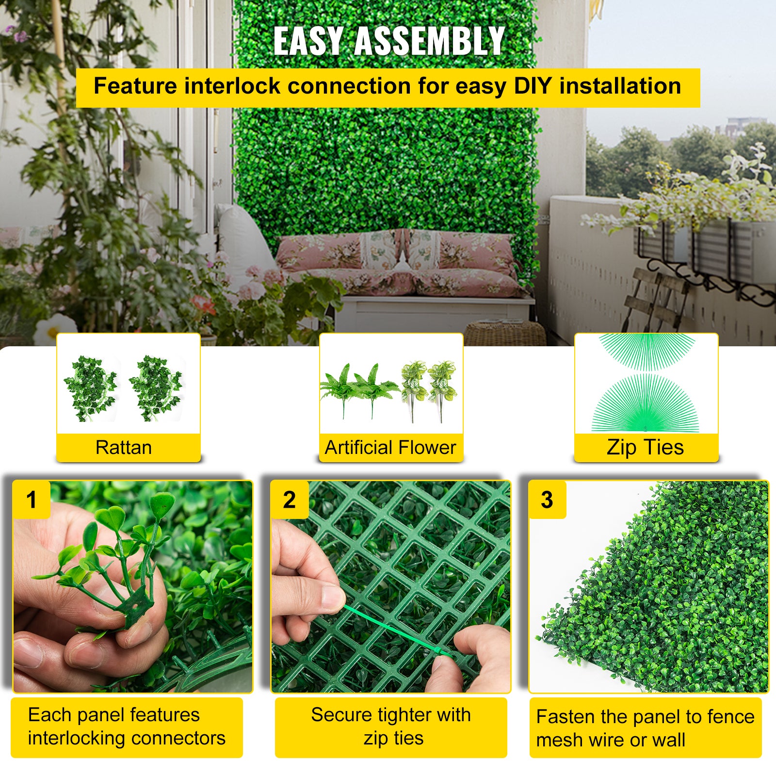 Artificial Boxwood Panels, 20 PCS 20"x20" Boxwood Hedge Wall Panels, PE Artificial Grass Backdrop Wall 1.6", Privacy Hedge Screen for Decoration of Outdoor, Indoor, Garden, Fence, and Backyard