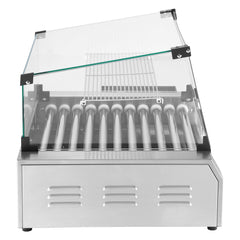 Electric 30 Hot Dog 11 Roller Commercial Grill Cooker Machine Cover 1600W