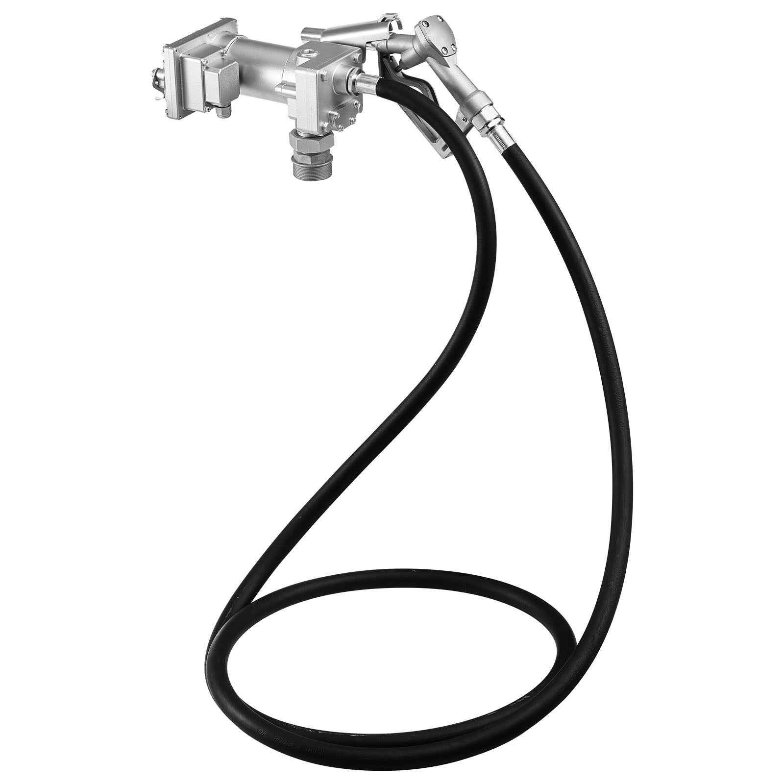 Fuel Transfer Pump, 12V DC 15 GPM, Cast Iron Diesel Transfer Pump Kit, with Manual Shut-Off Nozzle, Discharge Hose, Overheat Protection, 1/3 HP Explosion-Proof, for Gasoline Diesel Kerosene