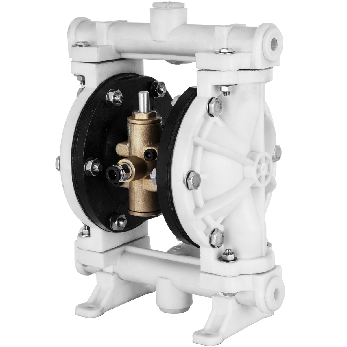 Air-Operated Double Diaphragm Pump, 1/2 in Inlet & Outlet, Polypropylene Body, 2.5 GPM & Max 80PSI, PTFE Diaphragm Pneumatic Transfer Pump for Petroleum, Diesel, Oil & Low Viscosity Fluids