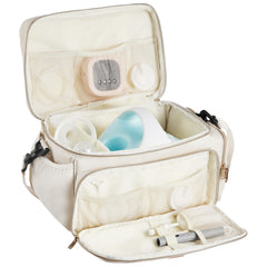 Breast Pump Bag, Breast Feeding Bag with Waterproof Mat, Fits for S1/S2, Pumping Accessories & Breastmilk Storage, Portable Pump Carrying Case for Work, Travel and Family Use, Beige