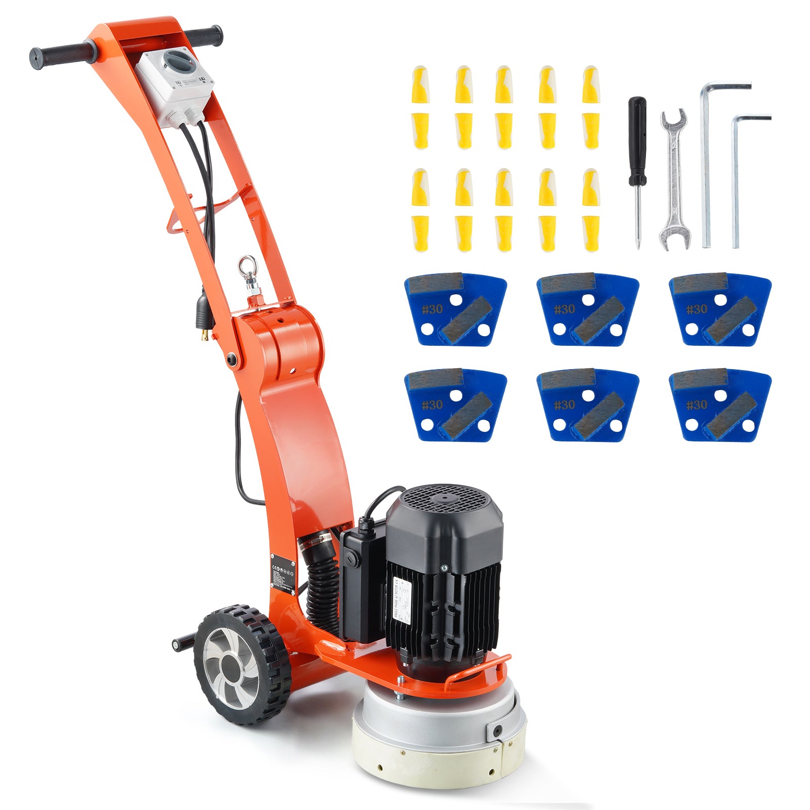 Electric Concrete Floor Grinder 10" Walk-Behind Grinder 1.7HP Concrete Floor Polisher, 1300W Grinding Machine, 1720RPM Upgrade Brushless Motor Surfacing Grinder for Granite/Marble/Stones