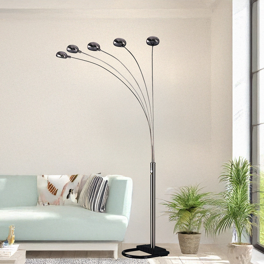 84"H SILVER 5-HEAD CAP STYLE FLOOR LAMP (1PC/CTN) (2.24/33.97)
