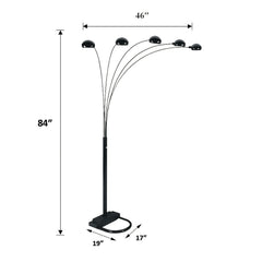 84"H SILVER 5-HEAD CAP STYLE FLOOR LAMP (1PC/CTN) (2.24/33.97)