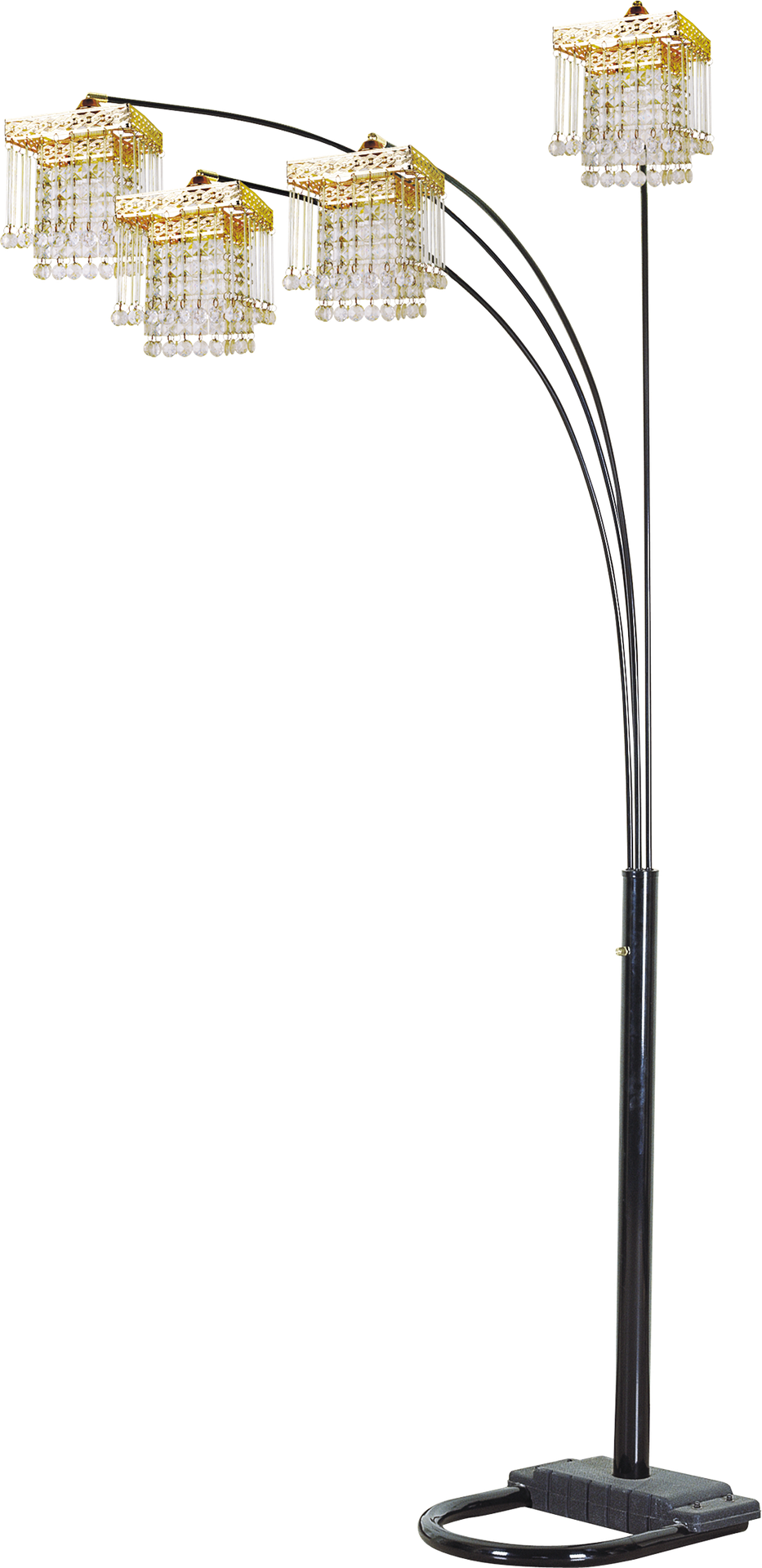 Black 4-SQUARE SHADE CRYSTAL INSPIRED ARCH FLOOR LAMP