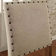 Rustic Style 2pc Bar Chair Padded Seat And Back Nailhead Trim Rustic Oak Finish Dining Room