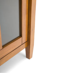 Warm Shaker 32 inch Wide Solid Wood Low Storage Cabinet in Light Golden Brown
