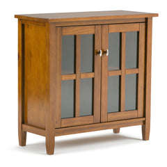 Warm Shaker 32 inch Wide Solid Wood Low Storage Cabinet in Light Golden Brown