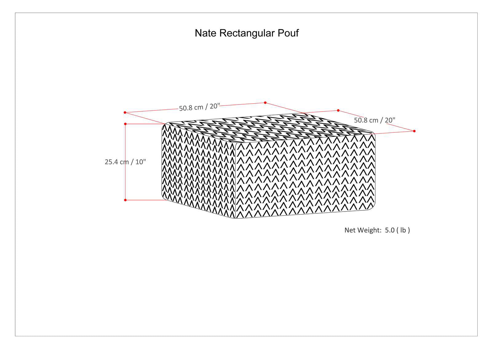 Nate - Square Pouf - Patterned Grey Melange