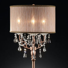 35" Tall Table Lamp "Rosie" w/ Silvery Pink finish and Crystal Accents, Shade