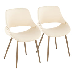 Fabrico Contemporary Accent Chair in Antique Copper Metal and Cream Faux Leather by LumiSource - Set of 2