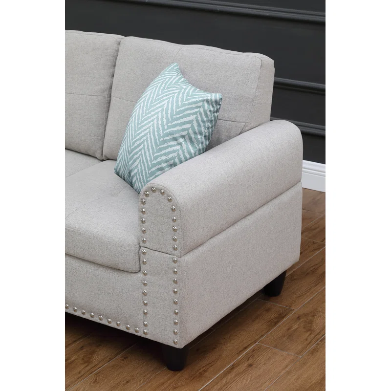 Paired L - shaped Sofa in Beige 2pc