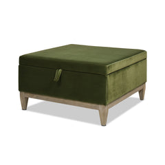 Knox 35" Square Storage Cocktail Ottoman, Olive Green Performance Velvet