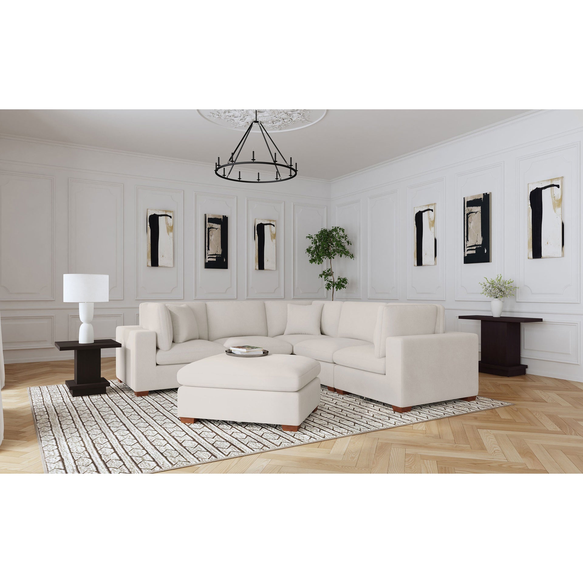 Murtagh Ivory 6-piece Upholstered Modular Sectional Sofa