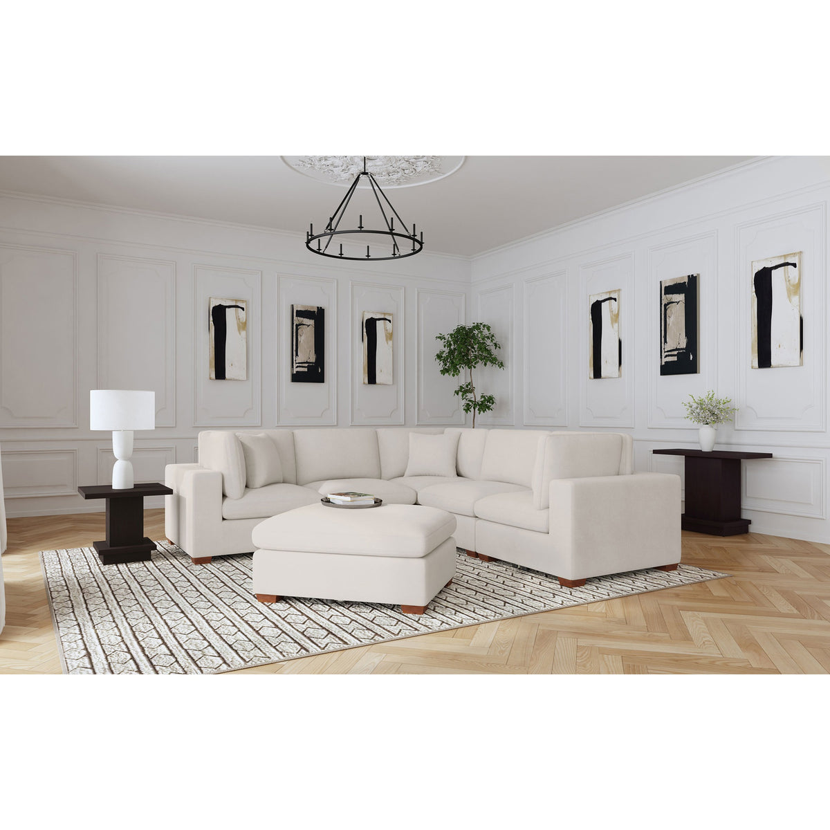 Murtagh Ivory 6-piece Upholstered Modular Sectional Sofa