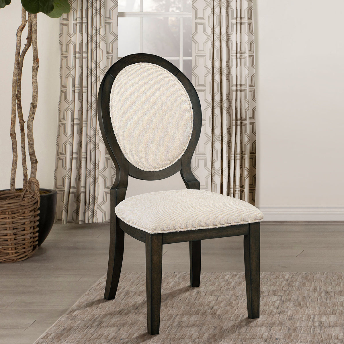 Fulton Dark Cocoa Oval Back Dining Side Chair  (2 of Set)