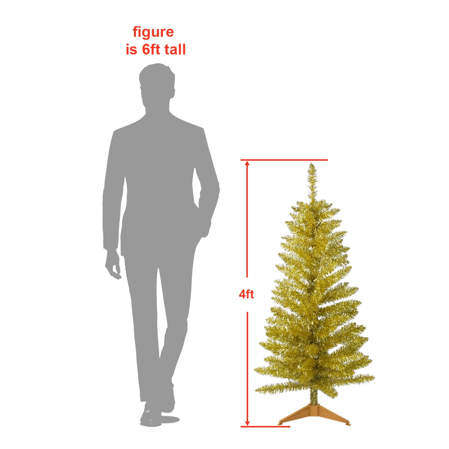 4FT Gold Christmas Tree with 50 UL Lights, 122 PVC Tips – Prelit Artificial Holiday Tree for Indoor Decoration, Small Space, Tabletop, Apartment, or Office
