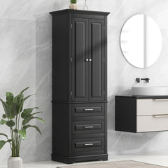 Tall Storage Cabinet with Three Drawers for Bathroom/Office, Black(Old SKU:WF299282AAB)