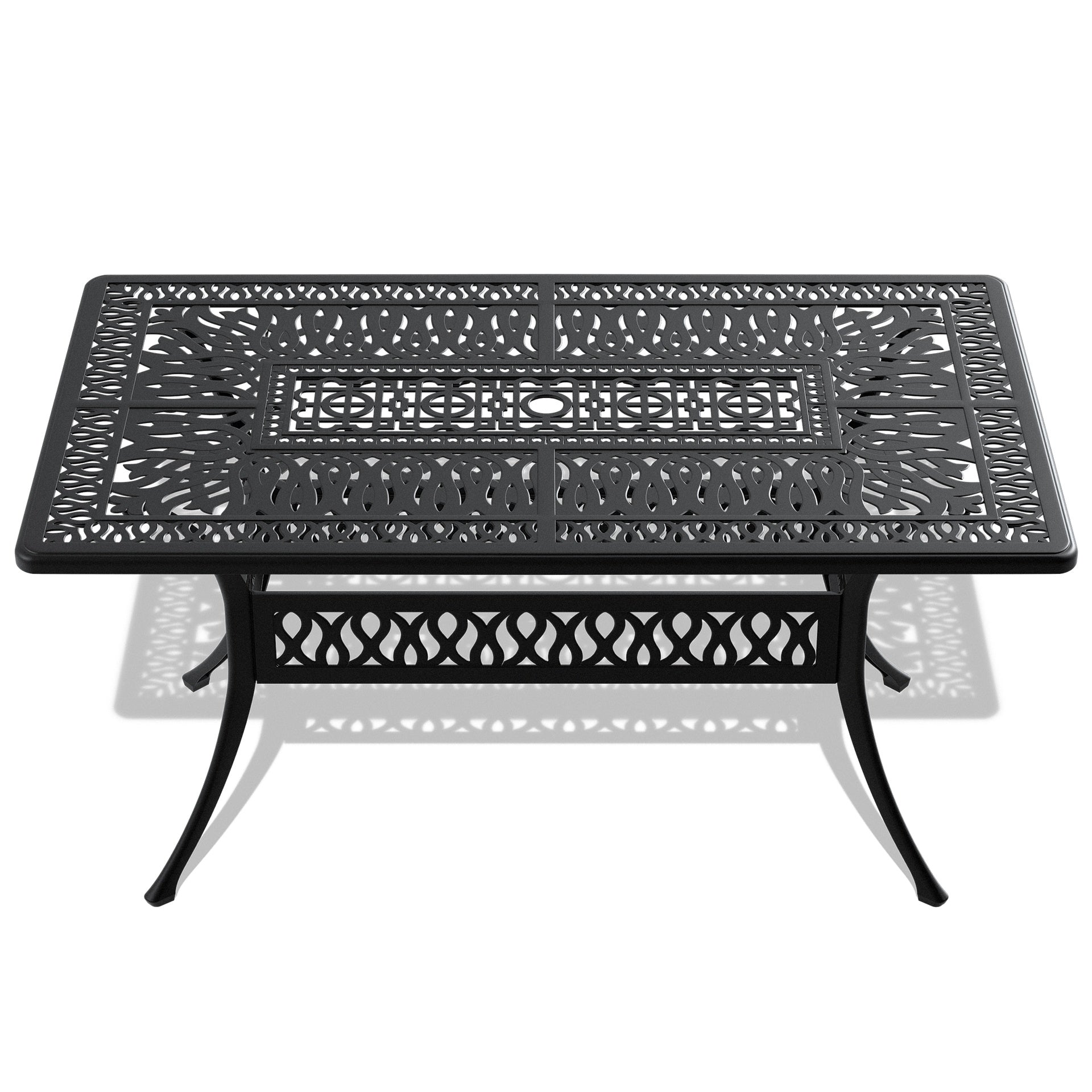 5-Piece All-Weather Cast Aluminum Dining Set, Include 4 Swivel Chairs and Rectangular Table With Black Frame (same sku:W1710S00315)