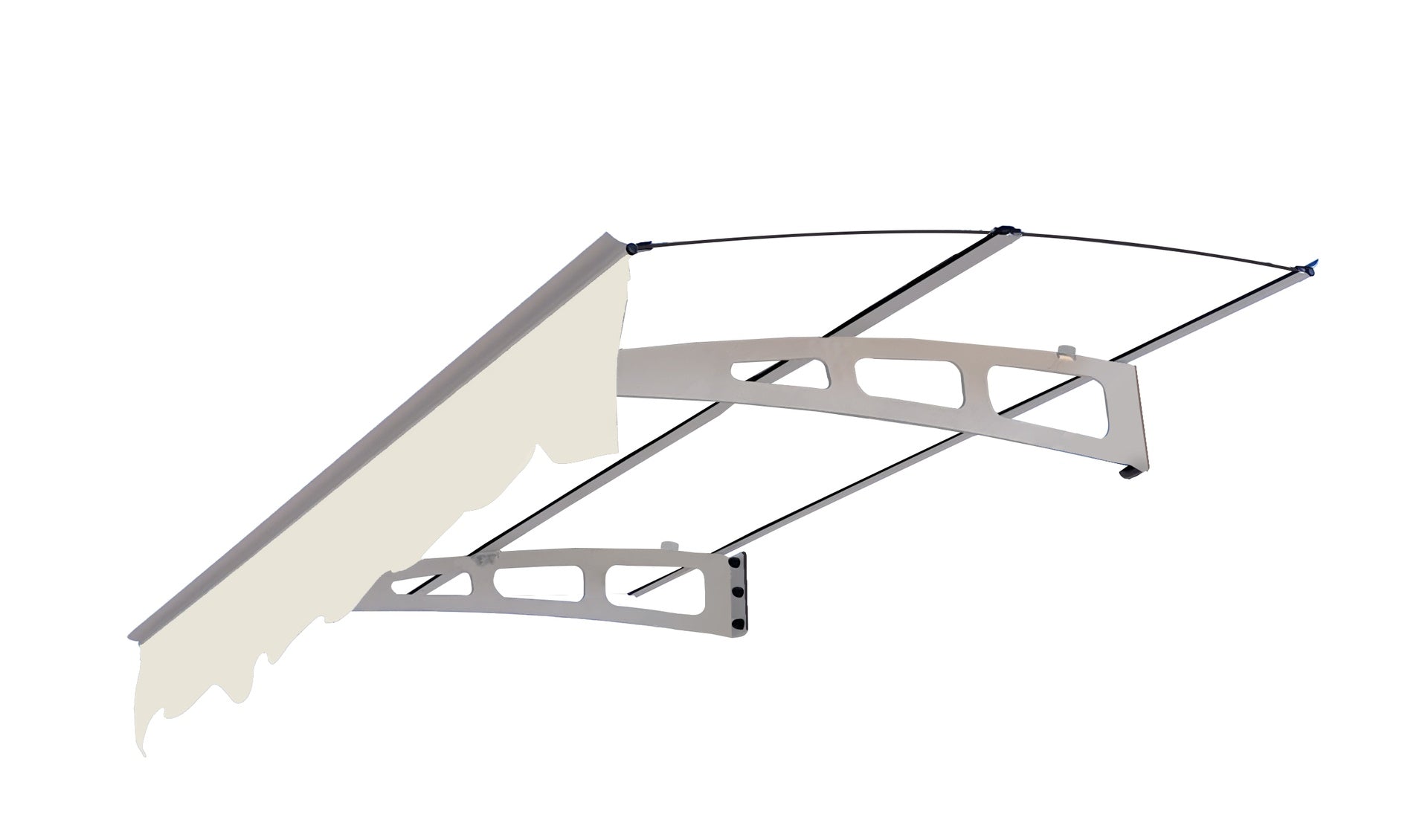 DA5934C Series Door Window Awning Canopy Made of 0.137Inch Thick Crystal Solid Polycarbonate Sheet and Aluminum Alloy with Valance in size of 59" Wide x 34" Deep for Masonry Concrete Wall House only.