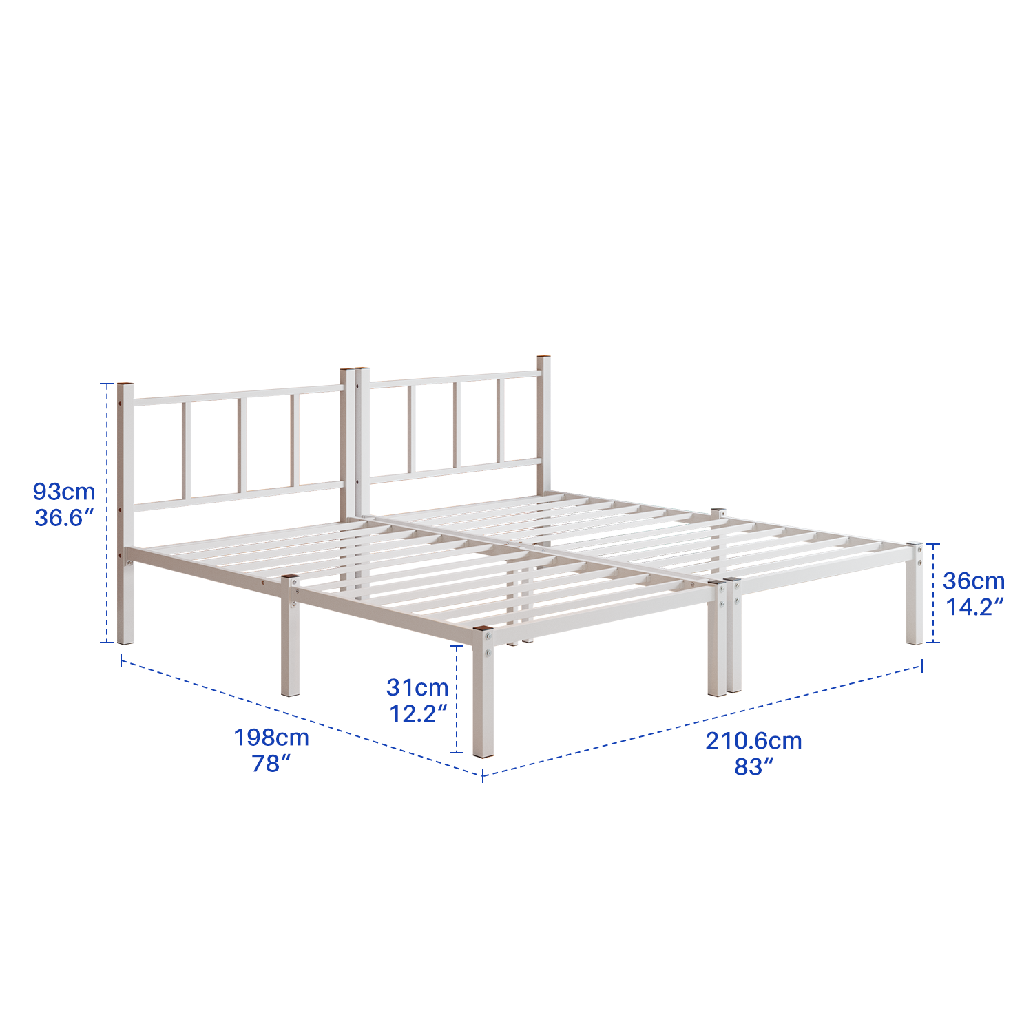 Twin Over Twin Over Twin Bunk Bed, Metal Triple Twin Bed with Safety Guardrails and Ladder, Convertible 3 Beds, for Dorm,Guest Room, No Boxing Spring Needed, White