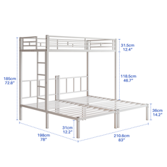 Twin Over Twin Over Twin Bunk Bed, Metal Triple Twin Bed with Safety Guardrails and Ladder, Convertible 3 Beds, for Dorm,Guest Room, No Boxing Spring Needed, White