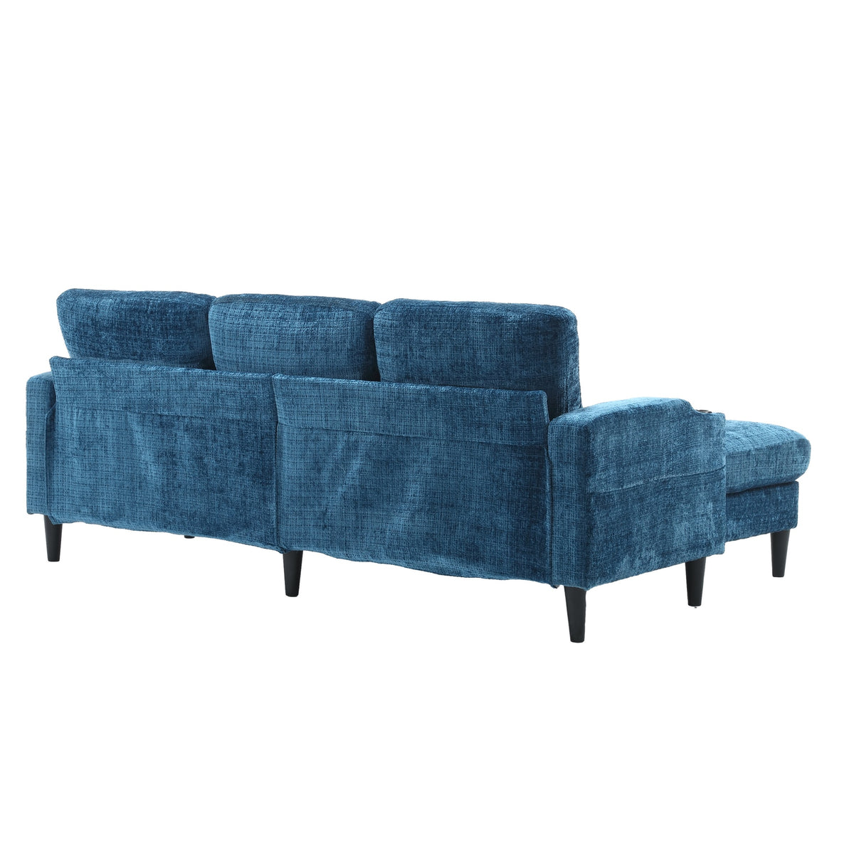 UNITED  WE WIN Sofa for three, solid wood frame, Chenille fabric, side pocket, with two cup holders, footstool with storagestorage sofa /Living room sofa cozy sectional  sofa