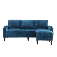 UNITED  WE WIN Sofa for three, solid wood frame, Chenille fabric, side pocket, with two cup holders, footstool with storagestorage sofa /Living room sofa cozy sectional  sofa