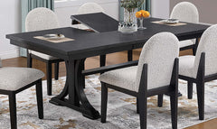 1pc Rectangle Table w Leaf Trestle Base Classic Look Charcoal Color Wooden Dining Room Table Only