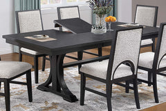 1pc Rectangle Table w Leaf Trestle Base Classic Look Charcoal Color Wooden Dining Room Table Only
