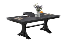 1pc Rectangle Table w Leaf Trestle Base Classic Look Charcoal Color Wooden Dining Room Table Only